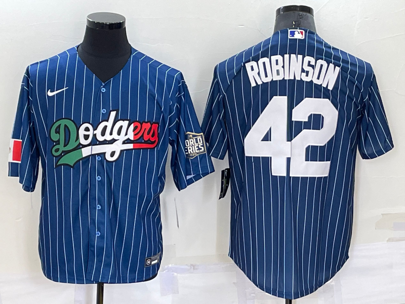 Men's Los Angeles Dodgers #42 Jackie Robinson Navy Mexico World Series Cool Base Stitched Baseball Jersey Men's Los Angeles Dodgers #42 Jackie Robinson Navy Mexico World Series Cool Base Stitched Baseball Jersey